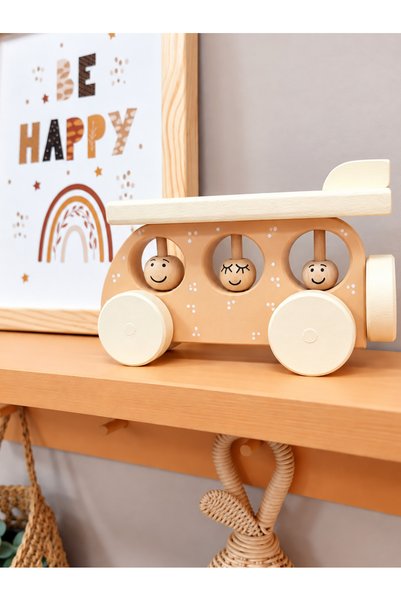 tnyminywood AİLE ARABASI AHŞAP OYUNCAK ARABA BEBEK OYUNCAK ARABA MONTESSORİ B...