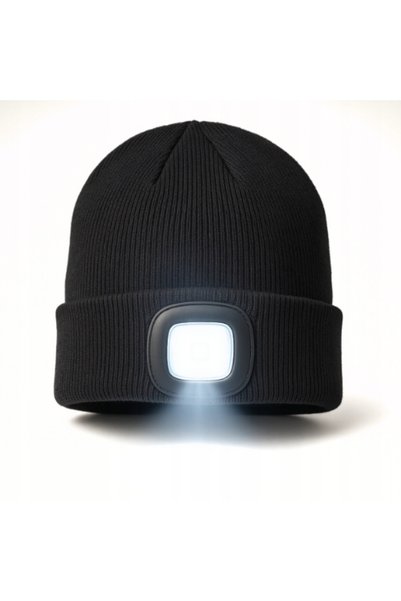 NO BRAND Căciulă de iarnă cu lanternă LED, încărcare USB, universală.