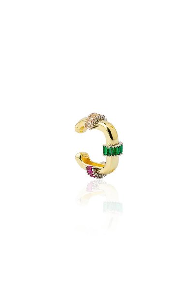 by Bahar Tetik Renkli Baget Taşlı Cuff Küpe Gold
