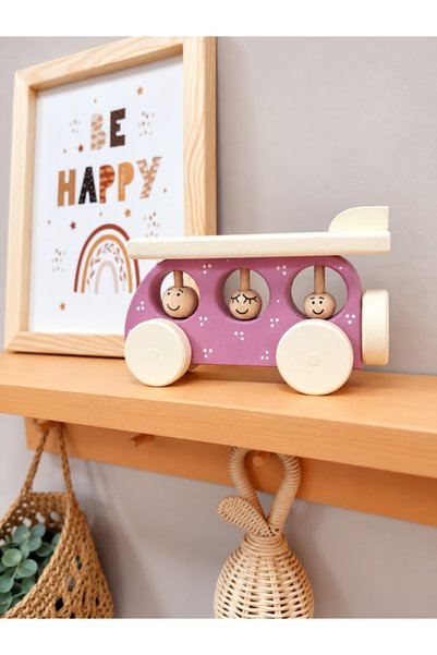 tnyminywood AİLE ARABASI AHŞAP OYUNCAK ARABA BEBEK OYUNCAK ARABA MONTESSORİ B...
