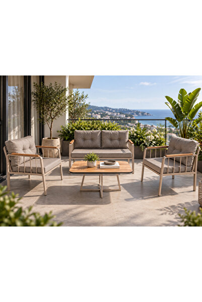 todeka Siena Bahçe Balkon Oturma Grubu - 2+1+1 Takım + Sehpa - Cappuccıno Met...