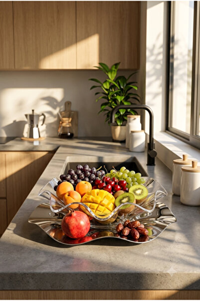 Generic Brand 2-in-1 Multi-Use Acrylic/Stainless Steel Serving Tray for Sweet...