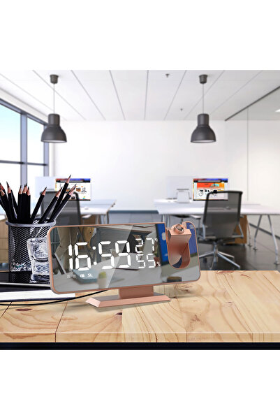 NO BRAND Ceas cu alarmă digital LED, cu proiecție și oglindă