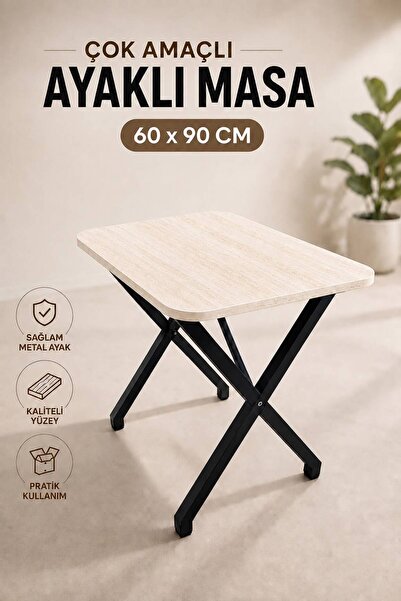BAMBEDS MOBİLYA 60x90 X Ayak Masa Balkon Masası Ders Çalışma Masası