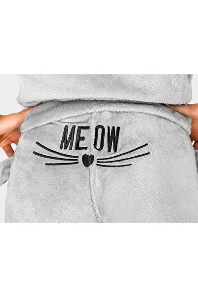 NO BRAND MEOW KOT Pijama caldă din pluș roz, din două piese, pentru femei, pe...