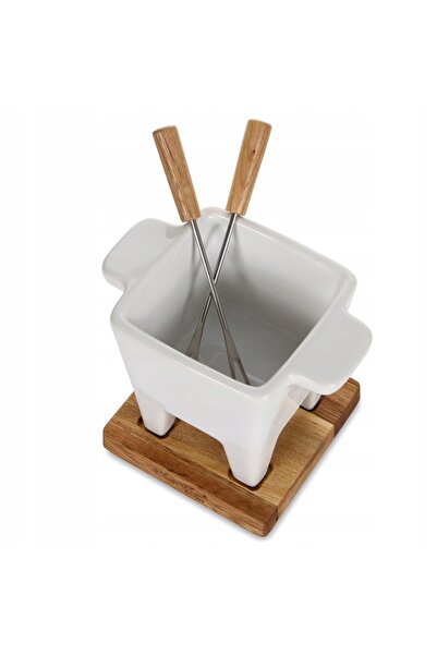 boska Set Fondue Ciocolată Brânză pentru 2 persoane Bază din stejar