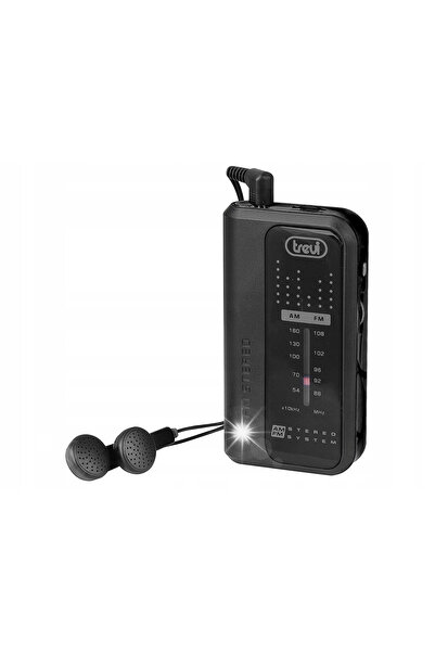 Trevi Radio portabil de buzunar, alimentat cu baterii, mic, FM, cu căști RA738