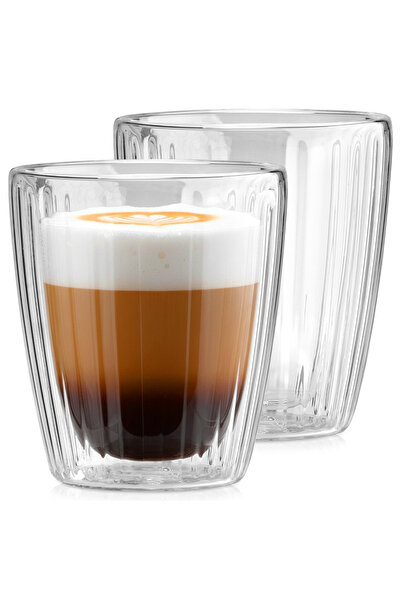 ARTEMİSPAK 2X Căni din sticlă cu perete dublu pentru cafea, latte, ceai, 230 ml