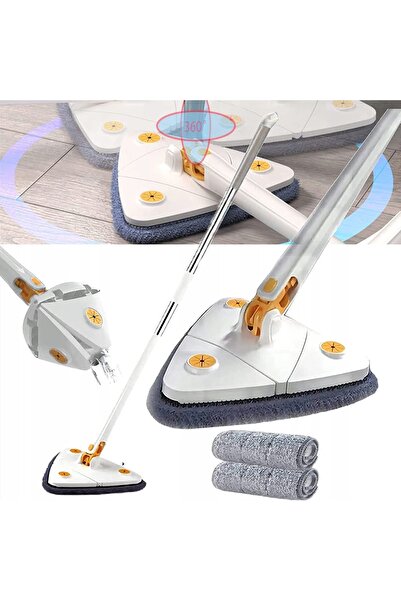 InsignoWhite Mop plat rotativ, pămătuf triunghiular, lavetă de curățare din m...