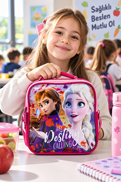 DODOMAR Lunch Box Fuchsia Snow Princess Themed Children's School Lunch Bag Da...