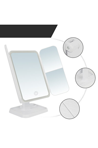 NO BRAND Oglindă cosmetică pentru machiaj, cu iluminare LED, cu efect de mări...