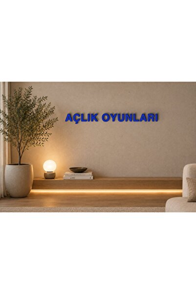 AÇLIK OYUNLARI Özel 3D Tasarım Duvar Yazısı - 5 cm Yükseklik (navy blue)