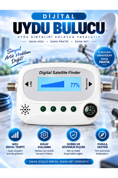 DİJİTAL UYDU SİNYAL BULUCU – LCD EKRANLI SATELLITE FINDER ÇANAK ANTEN AYAR CİHAZI