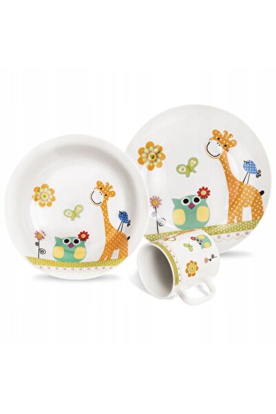 ARTEMİSPAK Set de masă pentru copii, farfurie, bol, cană pentru copii, girafă
