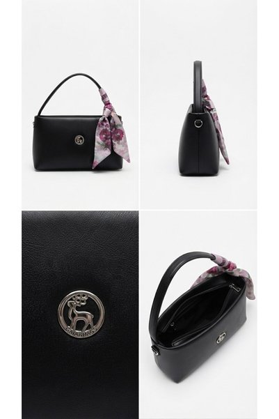 C&On Design Luxury Black Women's Hand and Shoulder Bag with Shawl Accessory - Casual Stylish Handbag