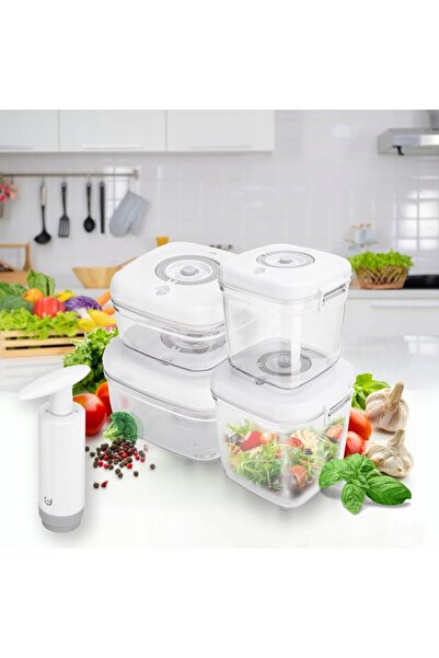 MG HOME MAGDA GESSLER SET DE 4 PIESE RECIPIENTE VACUUM CU POMPĂ PENTRU PRÂNZ