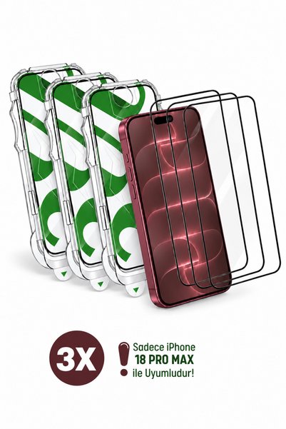 Evax [3 Adet e-Pro] iPhone 18 Pro Max Uyumlu Kolay Kurulum Aparatlı 5D Platin...