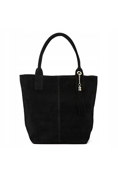 Vera Pelle Geantă shopper clasică din piele întoarsă A4 Luka neagră