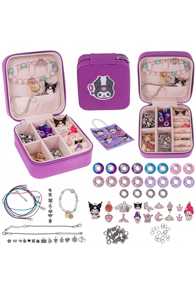 Bajkowy Kuferek KUROMI HELLO KITTY Mărgele pentru bijuterii, set pentru confe...