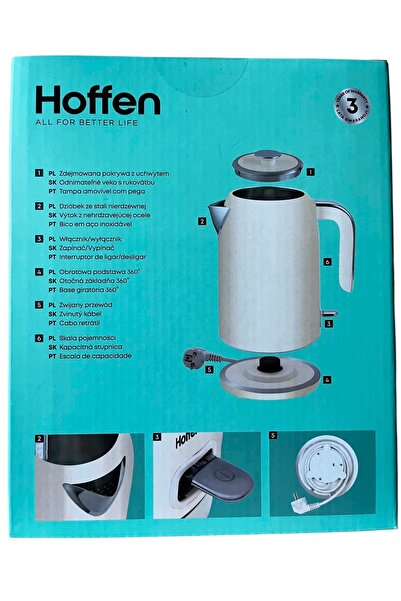 HOFFEN Fierbător electric ak-070147 2200 W 1,7 L bej