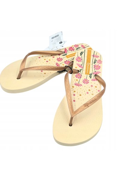 Ipanema Papuci de damă JAPONKI, mărimea 38, bej, cu design floral