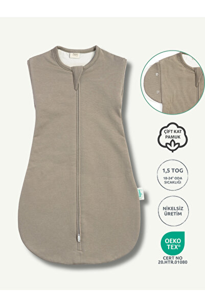 Zuppers Double Layer Thick Cotton Baby Swaddle Romper - 1.5 Tog - Mink