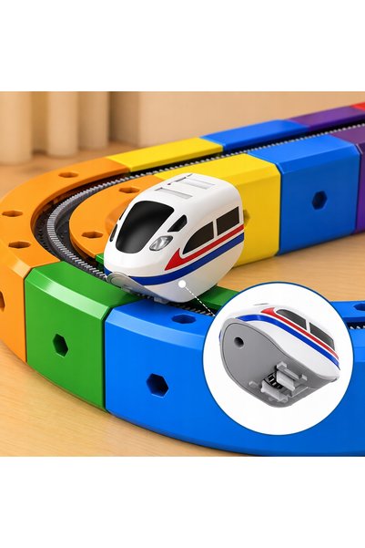 Maller Tech Magic Track Train – Set de cale ferată magnetică cu piese magneti...
