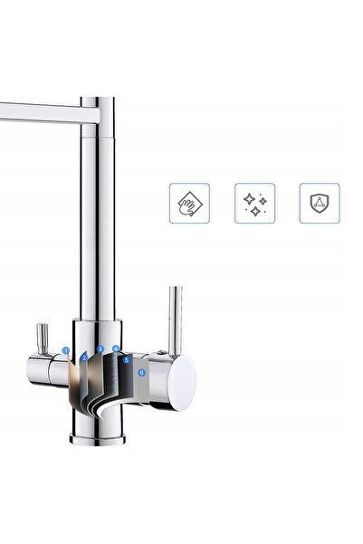 NO BRAND Baterie de bucătărie 360 Spiral 3-în-1 cu duș °   mixer cu filtru de...