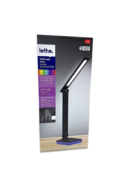Lethe Lampă de birou RGB neagră cu bază pătrată