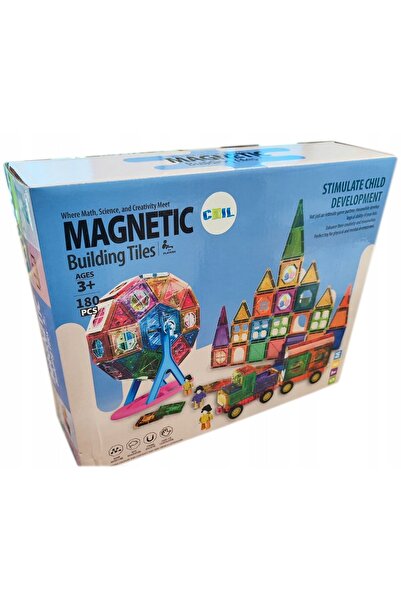 COİLTEK CUBURI MAGNETICE DE CONSTRUCȚIE MARI 180 PIESE SET MOARĂ DE VÂNT 3D XXL
