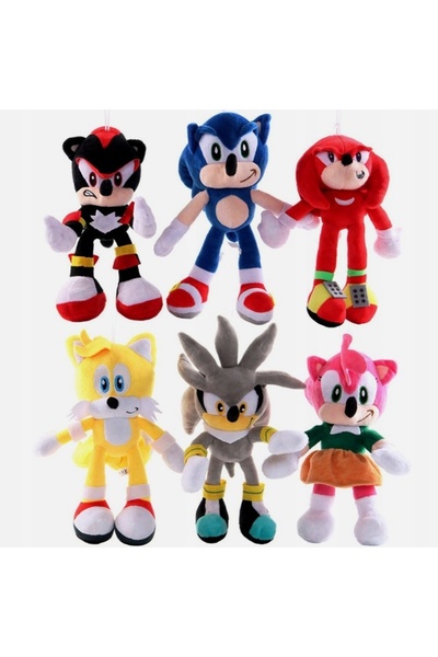 Toys Set de 6 plușuri SONIC THE HEDGEHOG, jucărie de pluș tip ursuleț, 28 CM