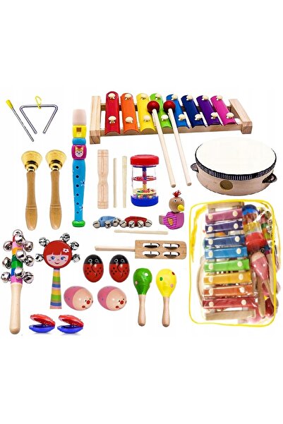 Landtoys SET DE INSTRUMENTE MUSICALE DIN LEMN PENTRU COPII, EDUCAȚIONAL, FLUI...