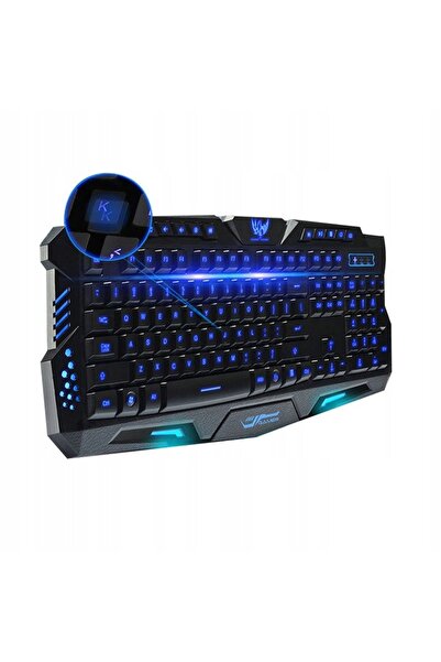 Gotel Tastatură de gaming USB retroiluminată, ergonomică, impermeabilă, LED RGB