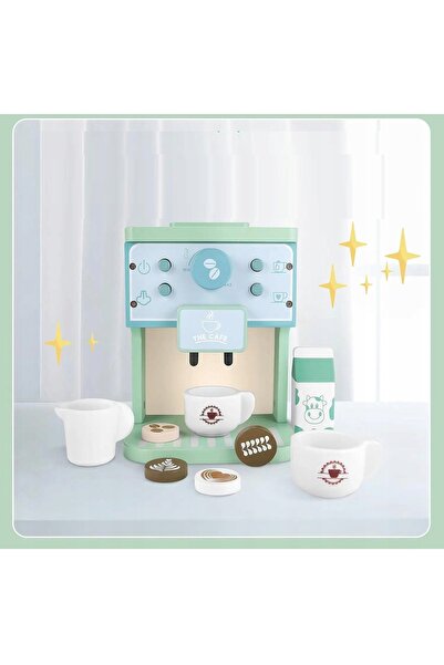 NO BRAND Aparat de cafea din lemn pentru copii, electrocasnice automate, set ...