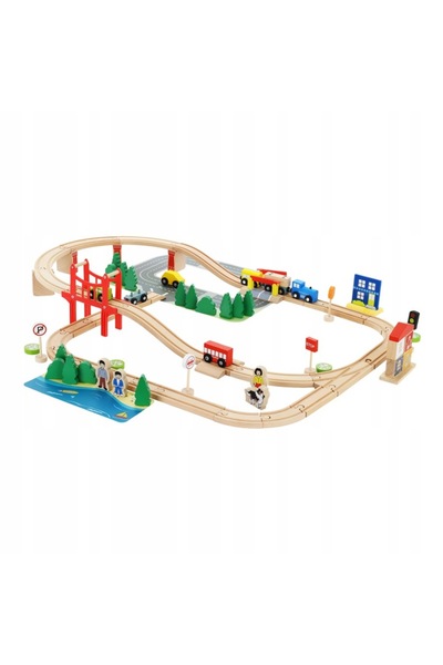 Maller Tech Tren educativ din lemn cu 92 de vagoane, tren magnetic, cadou pen...