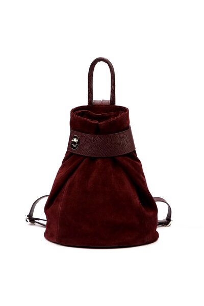 Vera Pelle Rucsac din piele întoarsă, urban, LUKA, vișiniu bordo