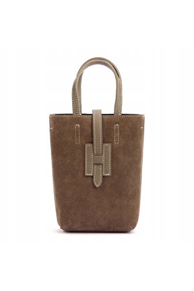 NO BRAND Geantă de mână din piele întoarsă, elegantă, mică, LUKA, taupe