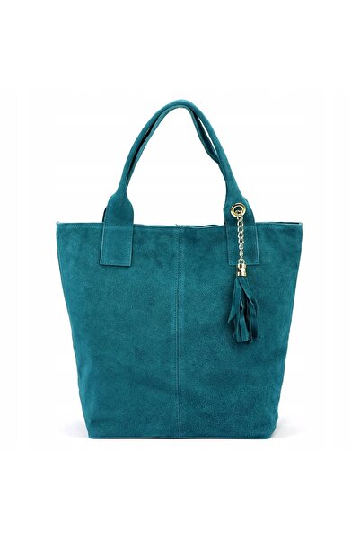 Vera Pelle Geantă shopper din piele întoarsă, moale, A4, LUKA, Sea