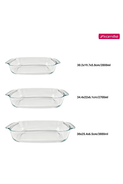 Kamille SET DE 3 VASE DE STICLĂ REZISTENTE LA CĂLDURĂ DE 2 L / 2,7 L / 3,8 L ...