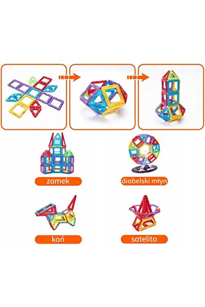 Landtoys SET DE BLOCURI MAGNETICE MARI DE CONSTRUCȚIE, PLĂCI MAGNETICE 3D, 70...