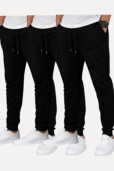 SURMARİ Set of 3 Unisex Regular Fit Ribbed Leggings in Black, Gray, Navy Blue...