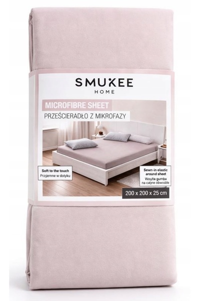 SMUKEE HOME Cearșaf de pat cu elastic smukee poliester 200 x 200 cm roz