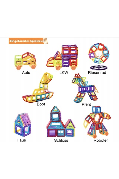 COSTWAY BLOCURI MAGNETICE DE CONSTRUCȚIE 3D EDUCATIVE, SET DE 106 PIESE PENTR...