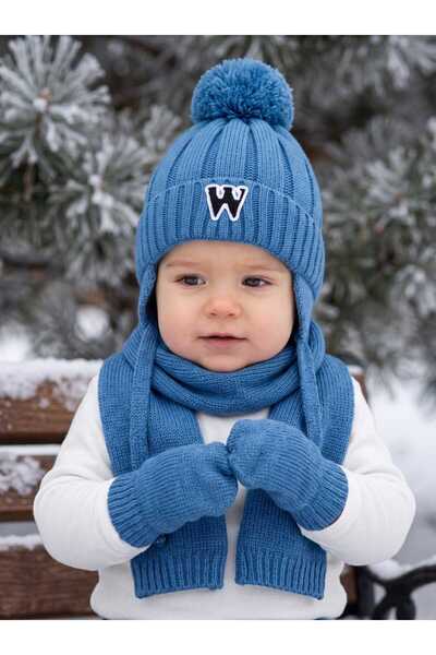 Aware Time Kitti 0-12 Months Baby Boy & Child Lined Scarf, Beanie, Gloves 3-P...