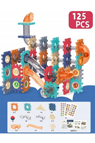 NO BRAND Set educativ de blocuri de construcție și pistă pentru mingi, 125 pi...