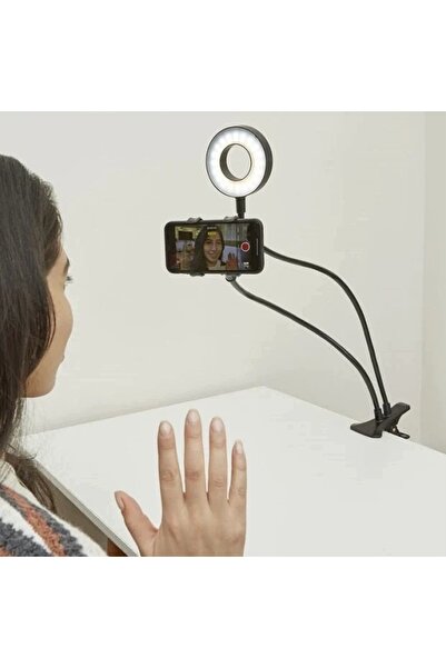 NO BRAND Suport trepied de birou pentru telefon cu lumină LED, pentru înregis...