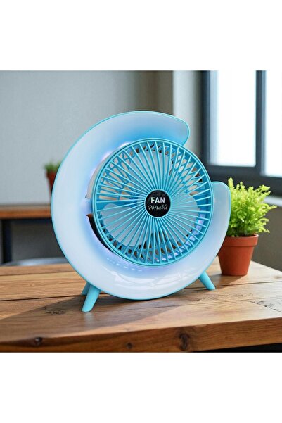 NO BRAND Ventilator de birou USB reîncărcabil, RGB, silențios, cu 3 viteze re...
