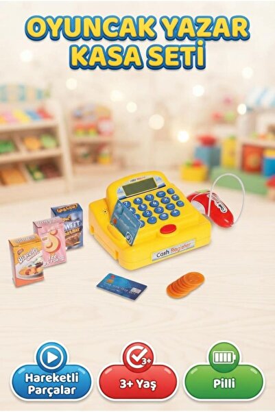 Tıfıl Toys Fonksiyonel Hesap Yapan Sesli Açılır Kasa Kapaklı Haraketli Parçal...