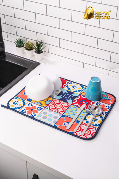 Naym Store Modern Bulaşık Matı Bulaşık Kurutma Örtüsü 45x36cm Katlanabilir Bu...