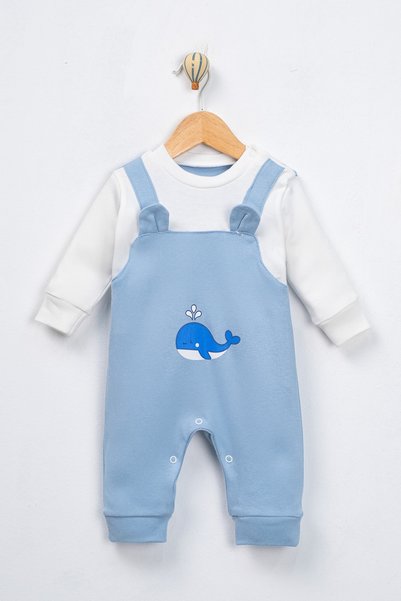 TİNY GOLDEN Baby Salopet Set Cotton Strap Premium Organic Romper